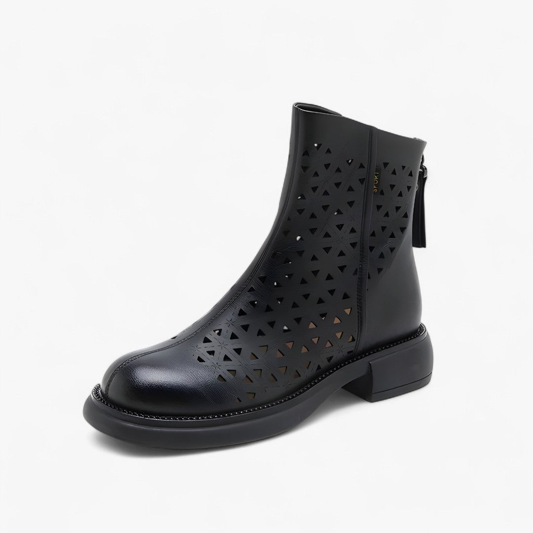 Irene | Sommerstiefel mit durchbrochenem Plateau und hinterem Reißverschluss