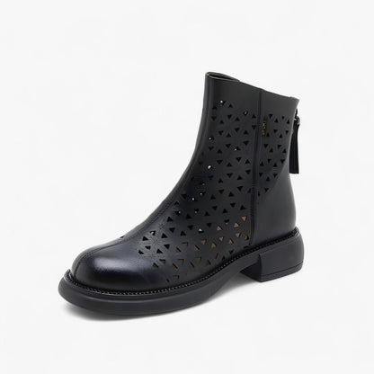 Irene | Sommerstiefel mit durchbrochenem Plateau und hinterem Reißverschluss