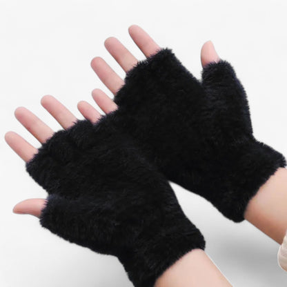 Halbhand Imitation Mink Handschuhe - Wärme & Touchscreen-Komfort