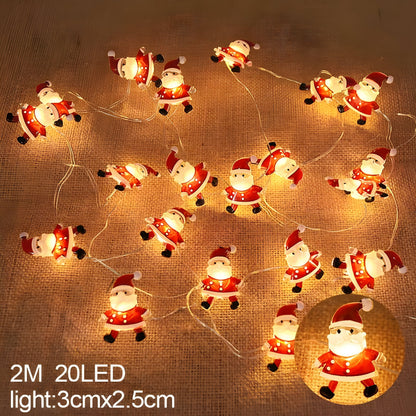 TwinkleLights | LED Lichterschlauch 20LED - Beleuchten Sie Ihre Feste mit dem Weihnachtsmann und Schneeflocken