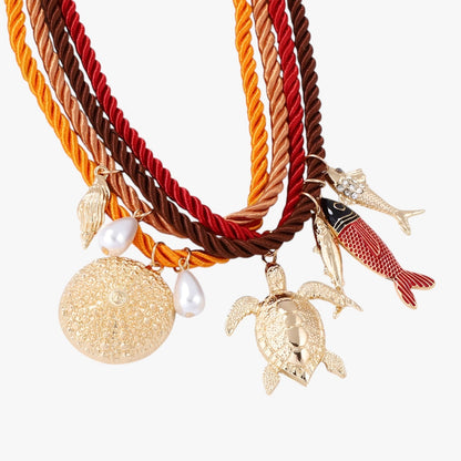 Rose | ZAA Tieranhänger Kette mit sommerlichem Kordelband personalisiert