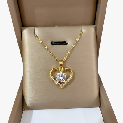 Skylar | Damenherz-Kette mit Edelsteinen, elegantes und komfortables goldenes Design