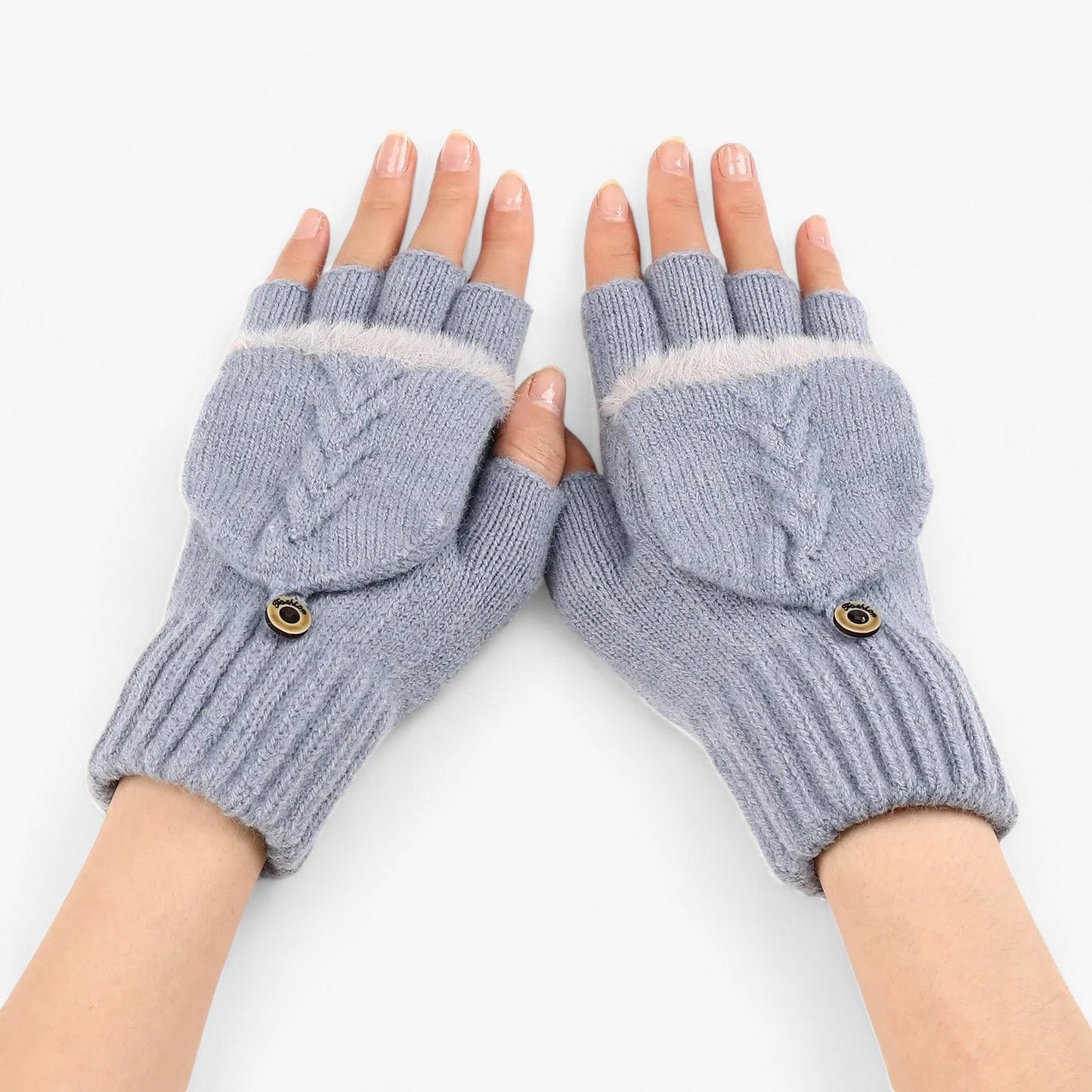 Dicke umgeschlagene gestrickte Handschuhe für Damen - für kaltes Wetter