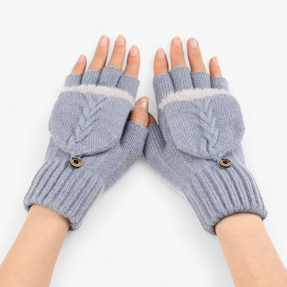 Dicke umgeschlagene gestrickte Handschuhe für Damen - für kaltes Wetter