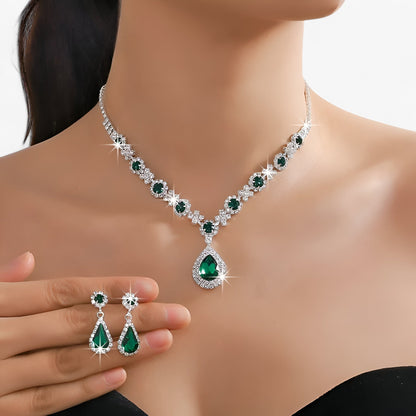 Amanda | Elegantes Hochzeitsset 2 Teile - Tropfenanhänger und Ohrringe