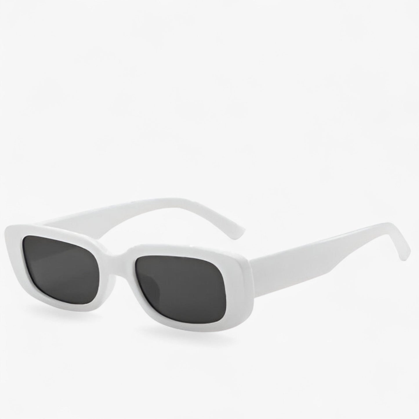Nico | Unisex Retro Rechteckige Sonnenbrille mit Schwarzen Gläsern
