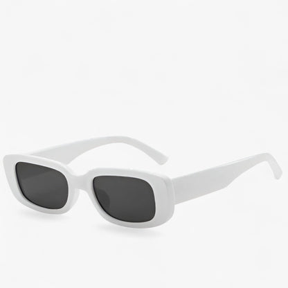 Nico | Unisex Retro Rechteckige Sonnenbrille mit Schwarzen Gläsern