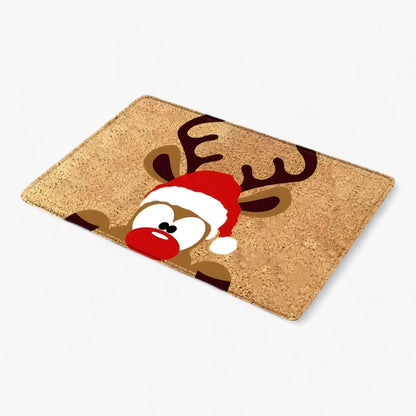 Weihnachtsgnome und Elch | Türmatte  - Festliche Innen-/Außendekoration