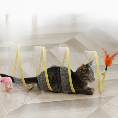 KittyMaze™ | Faltbarer Katzentunnel mit integrierten Spielzeugen
