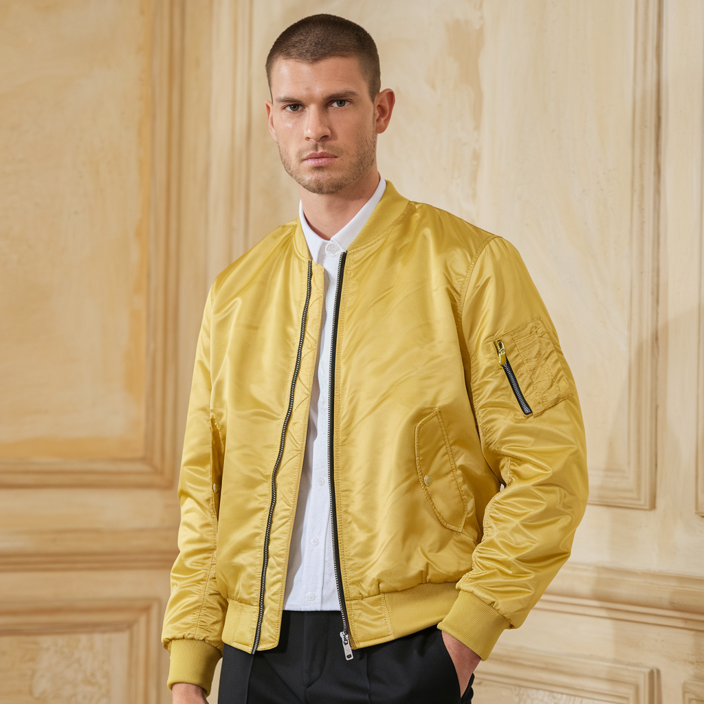 Pilot Jacket Herren - Stehkragen Fliegerjacke Einfarbig