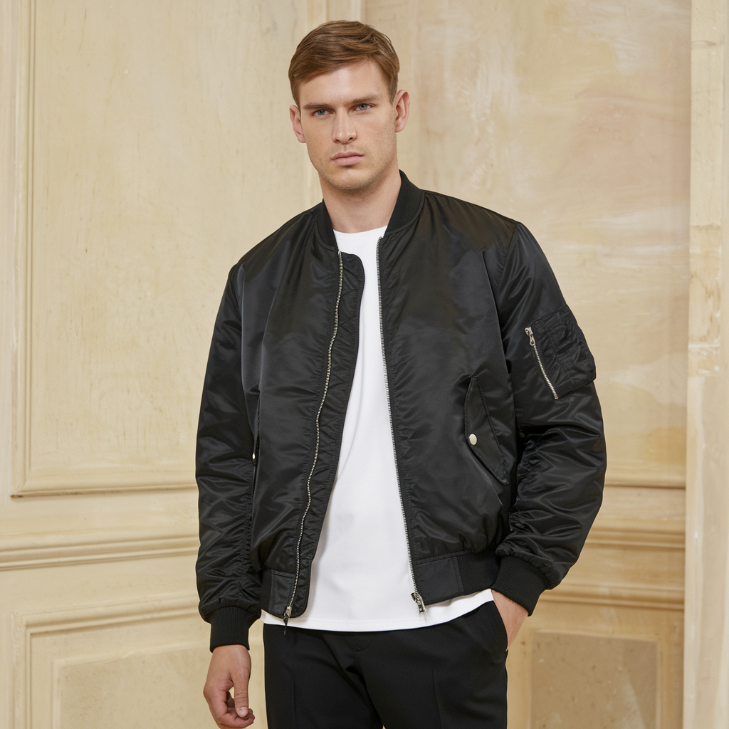 Pilot Jacket Herren - Stehkragen Fliegerjacke Einfarbig