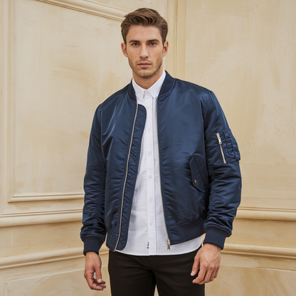Pilot Jacket Herren - Stehkragen Fliegerjacke Einfarbig