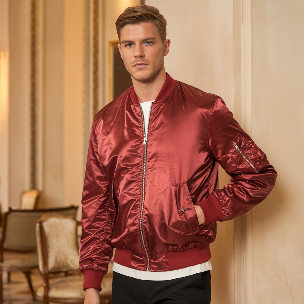 Pilot Jacket Herren - Stehkragen Fliegerjacke Einfarbig