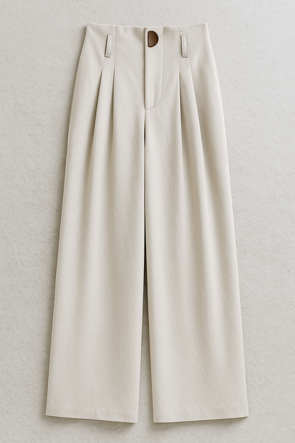Lana | Damen Weite High-Waist-Hose mit Falten