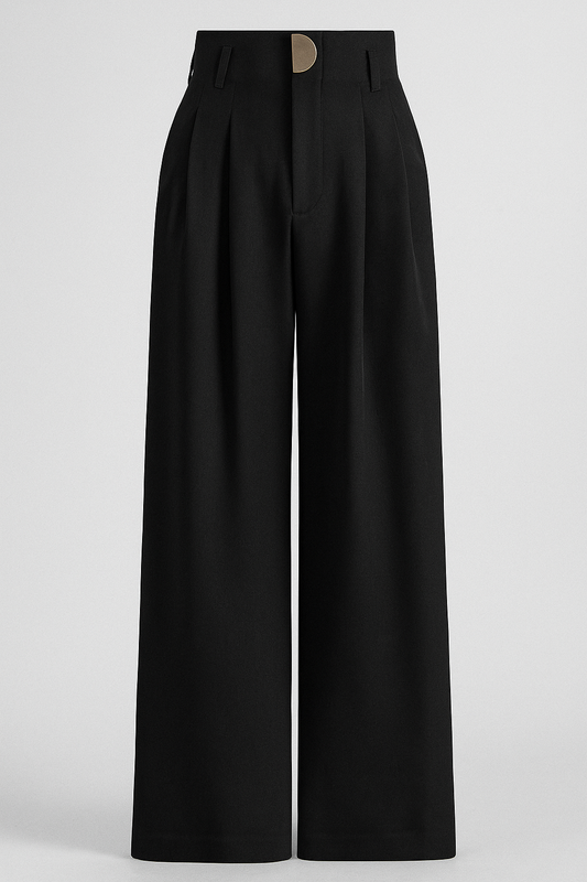 Lana | Damen Weite High-Waist-Hose mit Falten