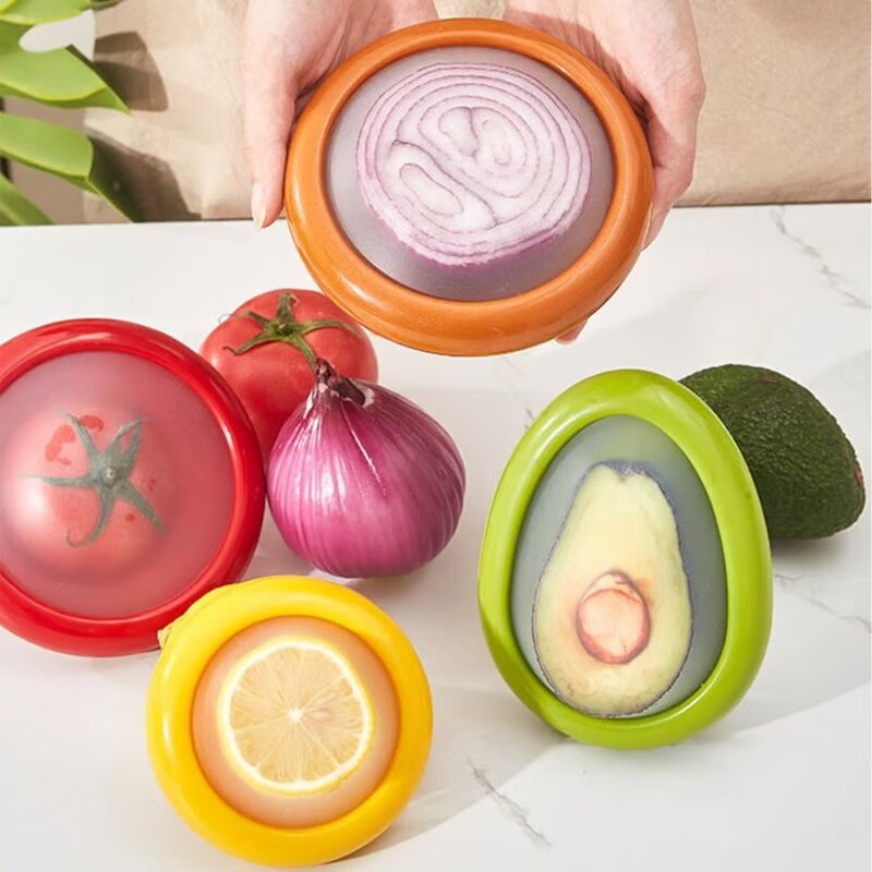 FreshSeal™ Wiederverwendbare Deckel für geschnittenes Obst und Gemüse (x4)