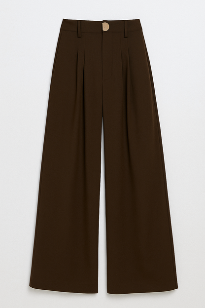 Lana | Damen Weite High-Waist-Hose mit Falten