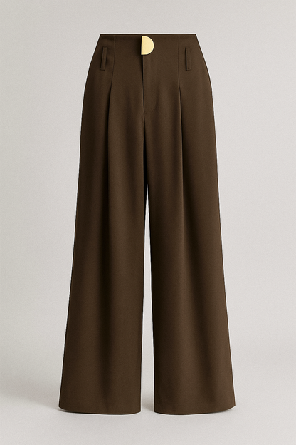 Lana | Damen Weite High-Waist-Hose mit Falten