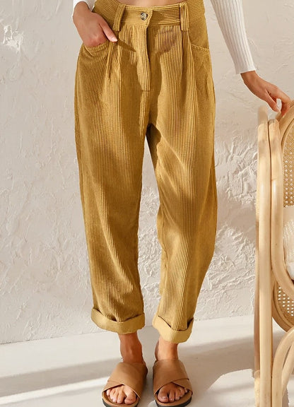 Elegante Damen Cordhose mit Hoher Taille – Naima
