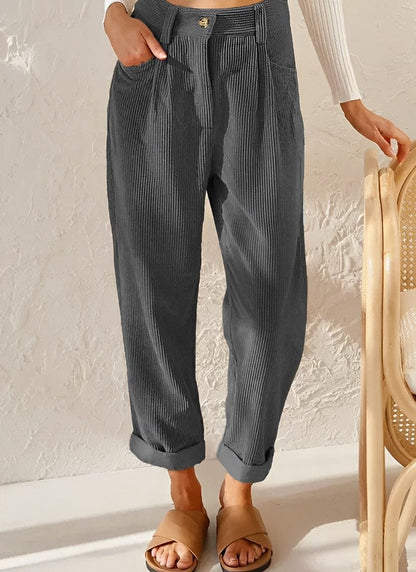 Elegante Damen Cordhose mit Hoher Taille – Naima
