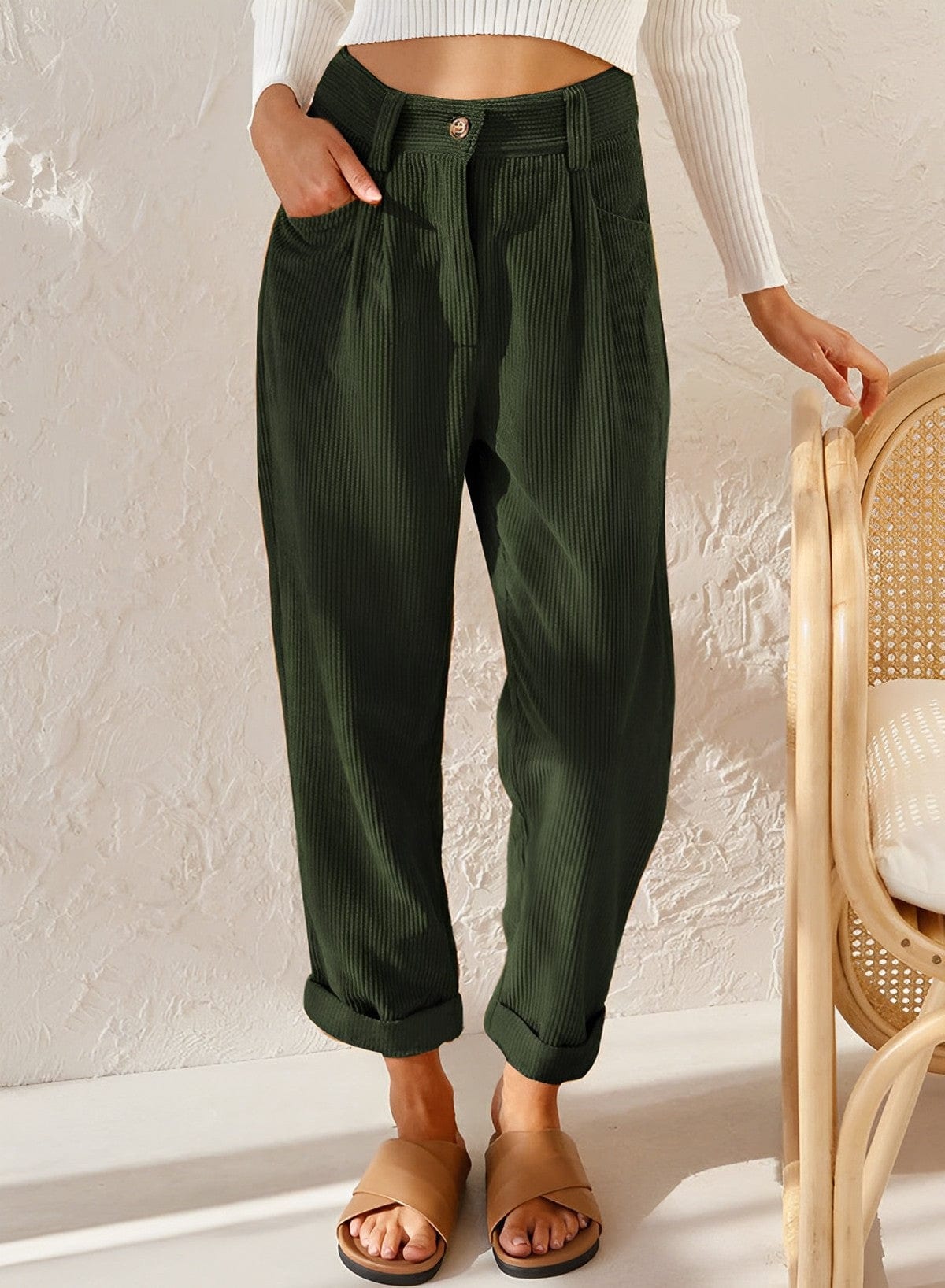 Elegante Damen Cordhose mit Hoher Taille – Naima