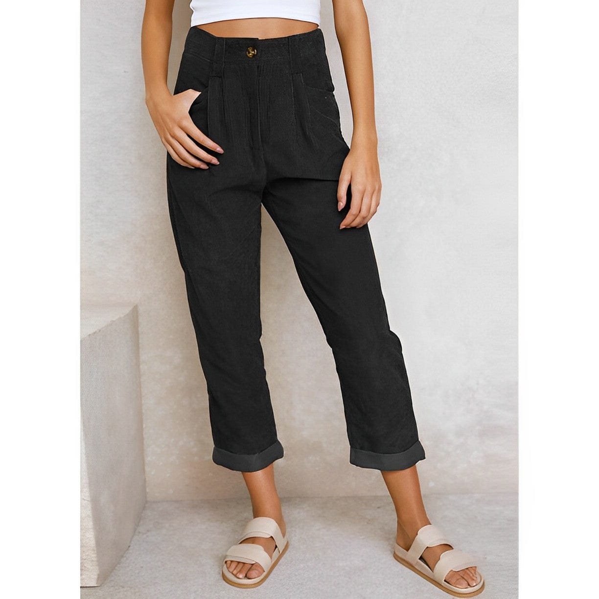 Elegante Damen Cordhose mit Hoher Taille – Naima