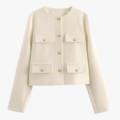 Crop-Jacke aus Tweed - Elegante Fransen-Details für den Herbst