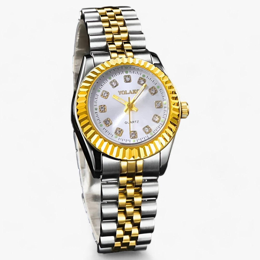 Runde Gold-Armbanduhr - Modisches und funktionales Accessoire