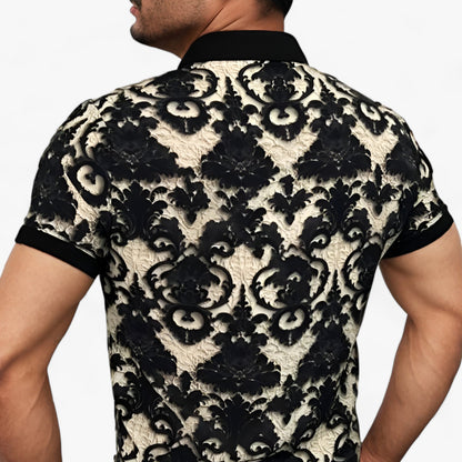 CoolFit | Stretch-Stehkragenhemd mit 3D-Blumenmuster - Modernes Design mit Bequemlichkeit