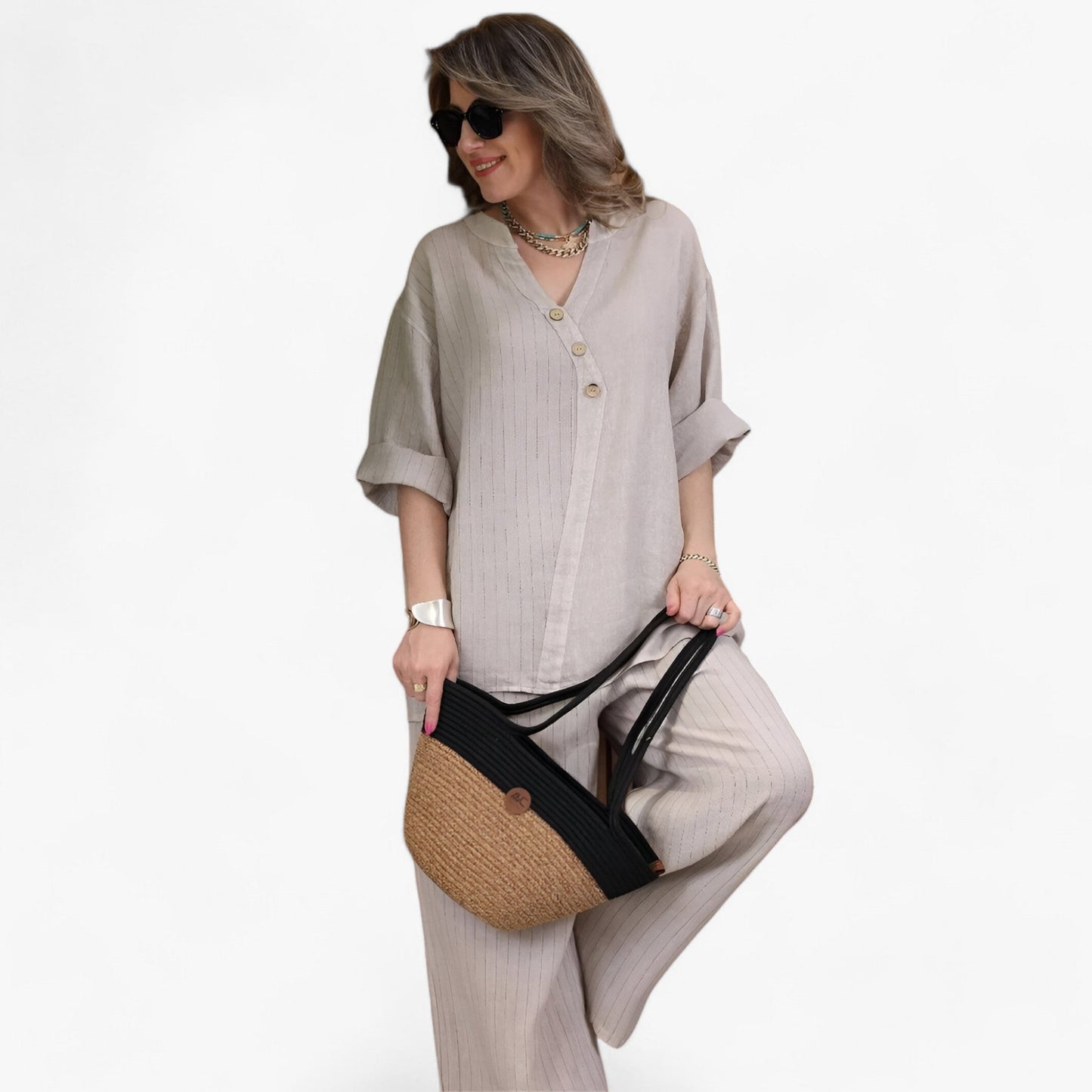 Damen Freizeit Baumwoll-Leinen Set - Ultimativer Komfort & Stil