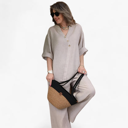Damen Freizeit Baumwoll-Leinen Set - Ultimativer Komfort & Stil