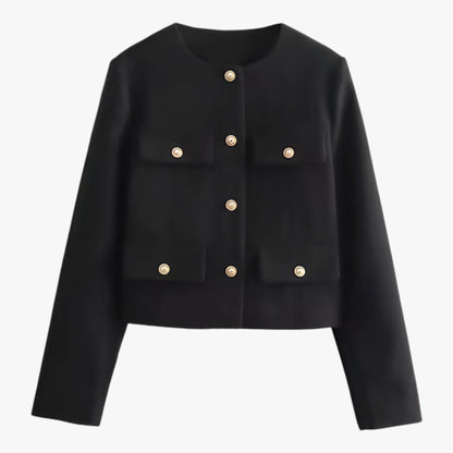 Crop-Jacke aus Tweed - Elegante Fransen-Details für den Herbst