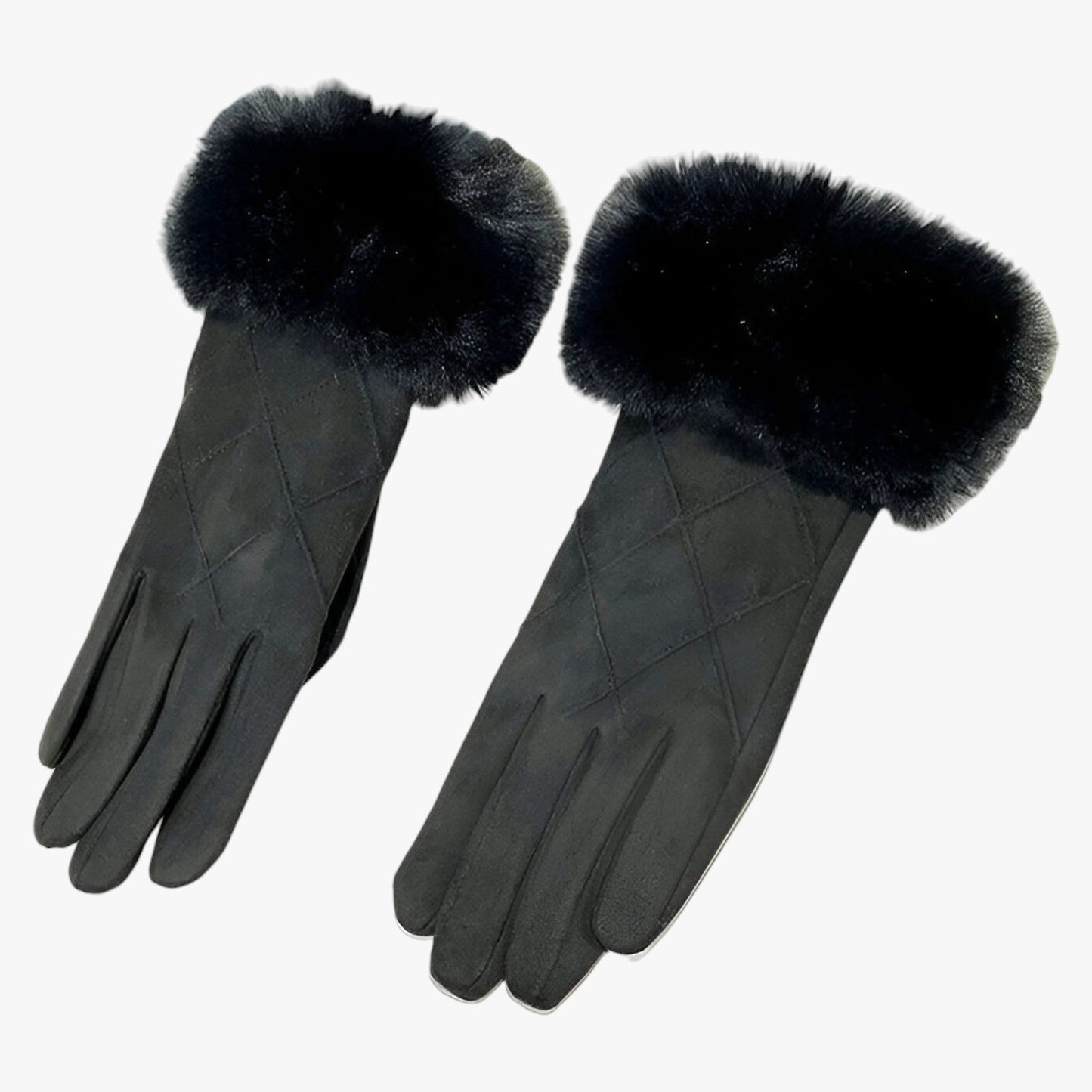 EleganceTouch | Winter-Suede Karierte Handschuhe - Stilvoll & Touchscreen Geeignet