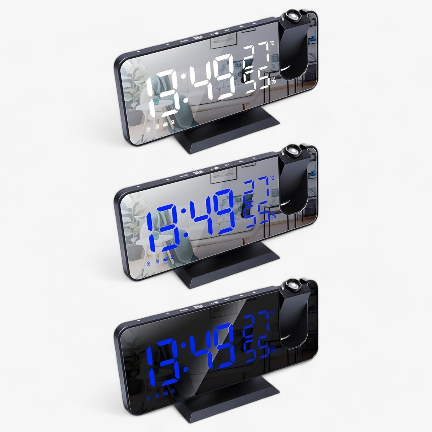 Intelligenter Wecker - FM-Radio & LED-Display mit 180° Uhrprojektion