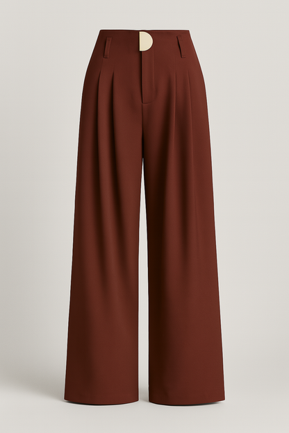 Lana | Damen Weite High-Waist-Hose mit Falten